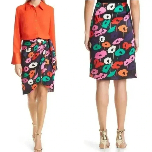 {Milly} Liza Wrap Poppy Print Skirt - Picture 3 of 17